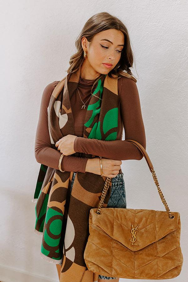 Impressions Cool Mornings Floral Scarf In Mocha