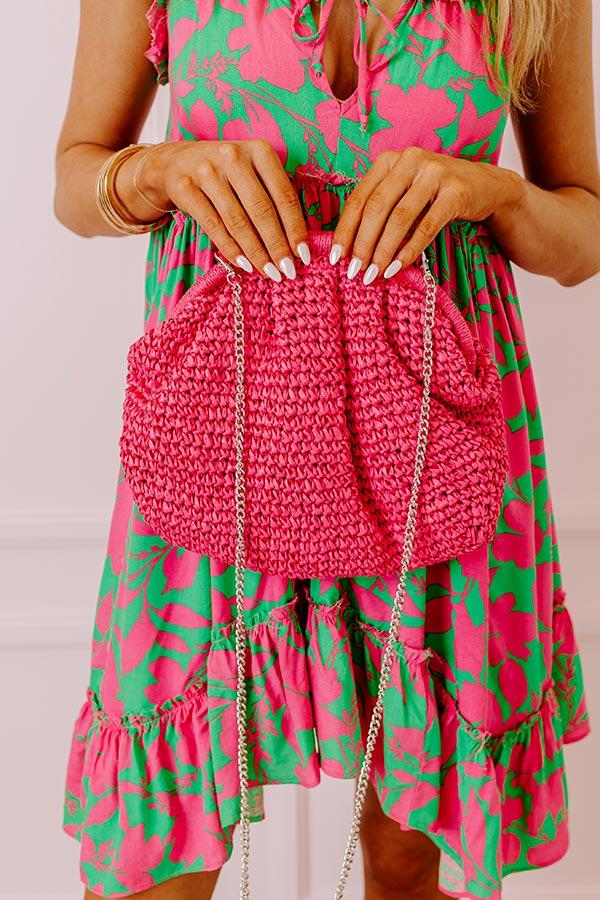 Impressions Coral Cove Woven Crossbody In Hot Pink