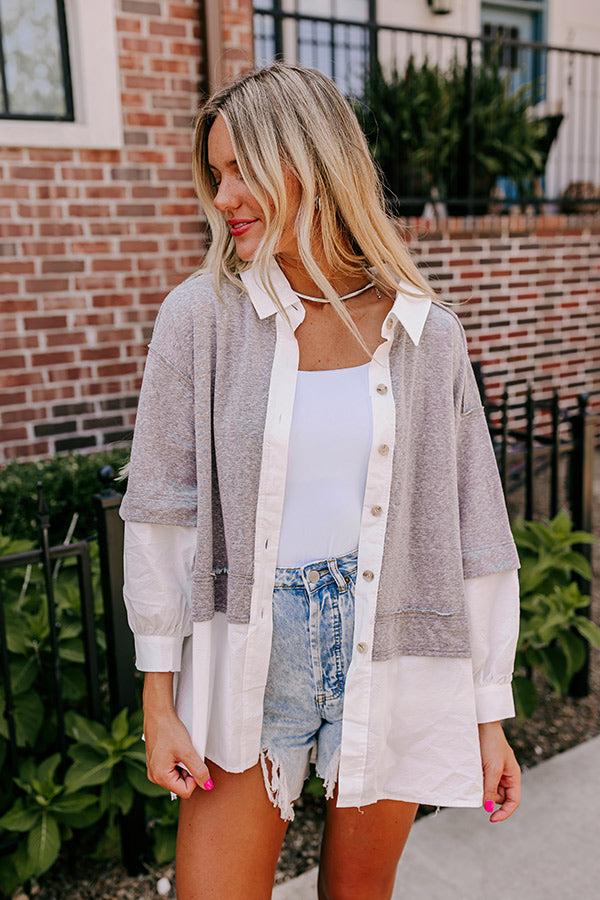 Impressions Country Club Social Button Up in Grey