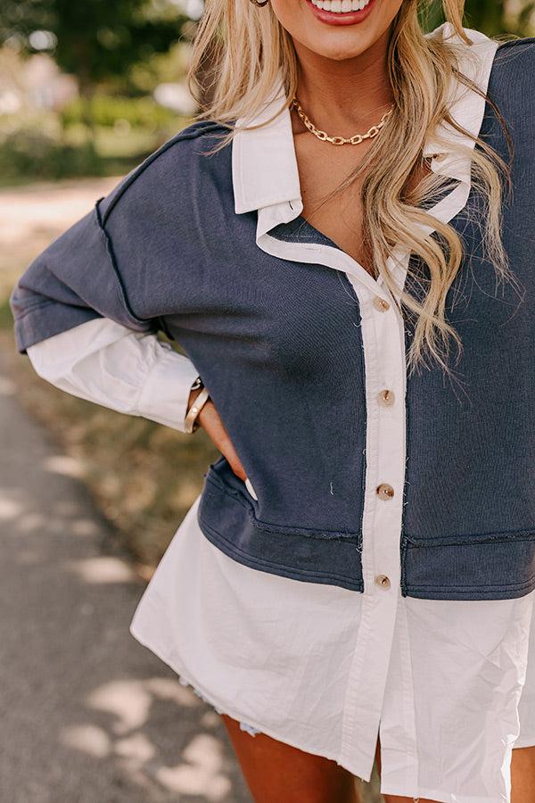 Impressions Country Club Social Button Up In Slate