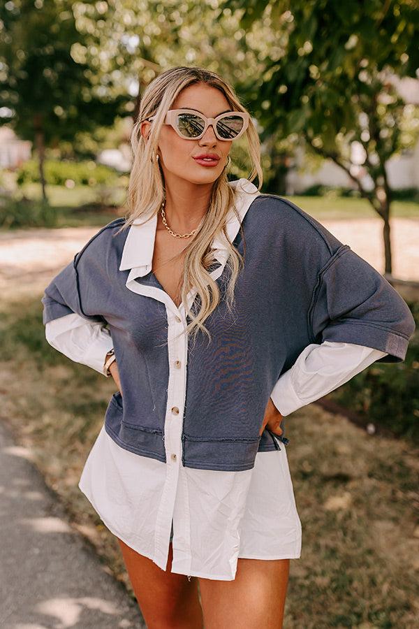 Impressions Country Club Social Button Up in Slate