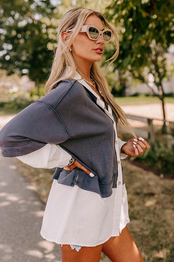 Impressions Country Club Social Button Up In Slate