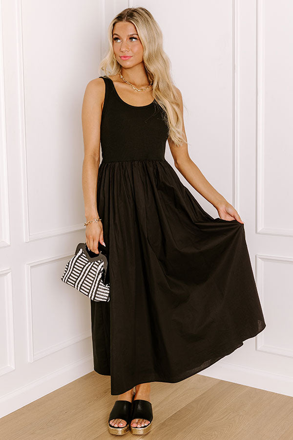 Impressions Courtyard Charm Midi Dress in Black