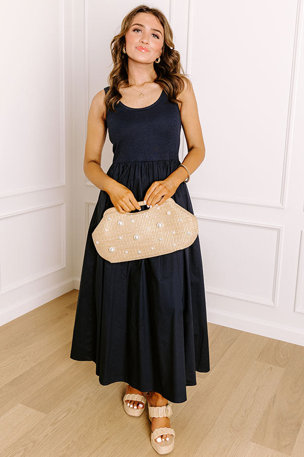Impressions Courtyard Charm Midi Dress in Navy