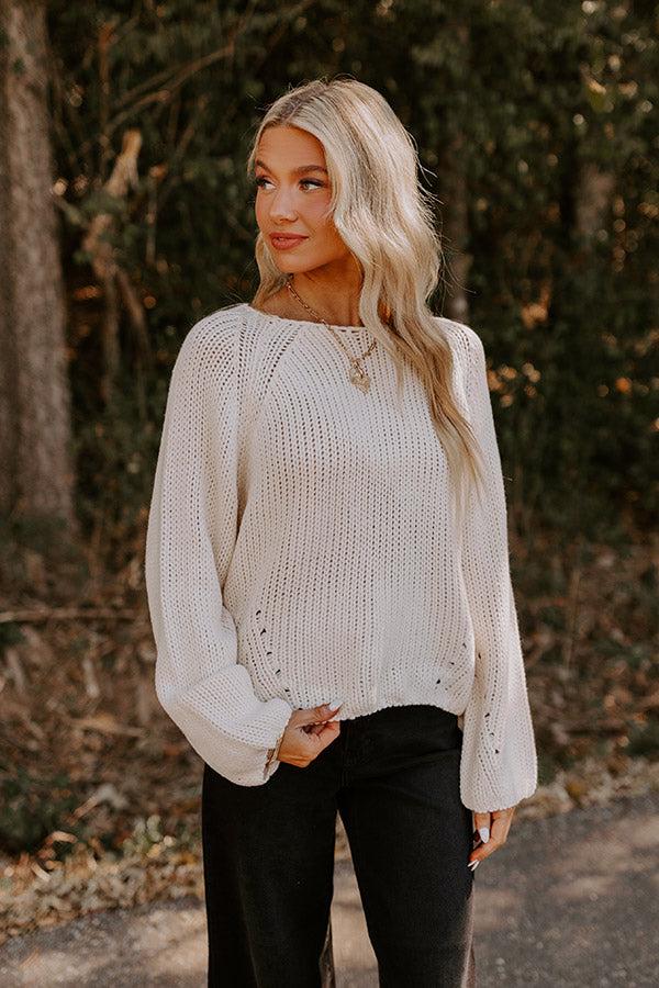 Impressions Cozy A La Mode Knit Sweater In Cream