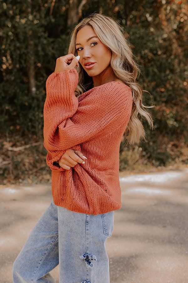 Impressions Cozy A La Mode Knit Sweater In Rust