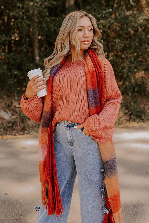 Impressions Cozy A La Mode Knit Sweater in Rust