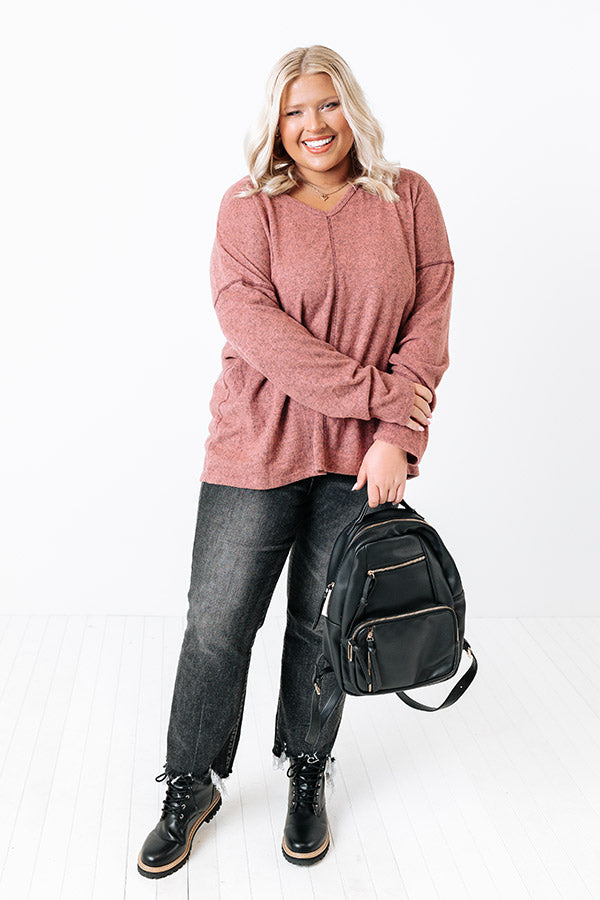 Impressions Cozy Coast Shift Top In Blush Curves