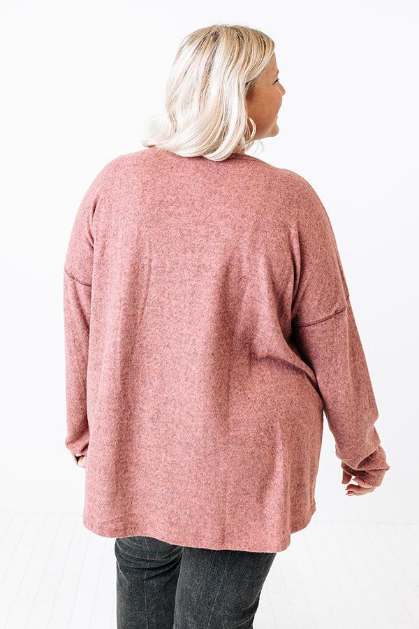 Impressions Cozy Coast Shift Top In Blush Curves