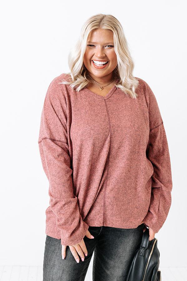 Impressions Cozy Coast Shift Top In Blush Curves