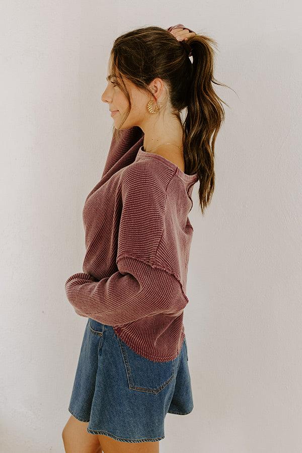 Impressions Cozy Couture Waffle Knit Top In Plum
