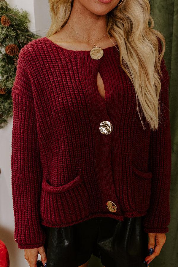 Impressions Cozy Cuddles Knit Cardigan In Maroon