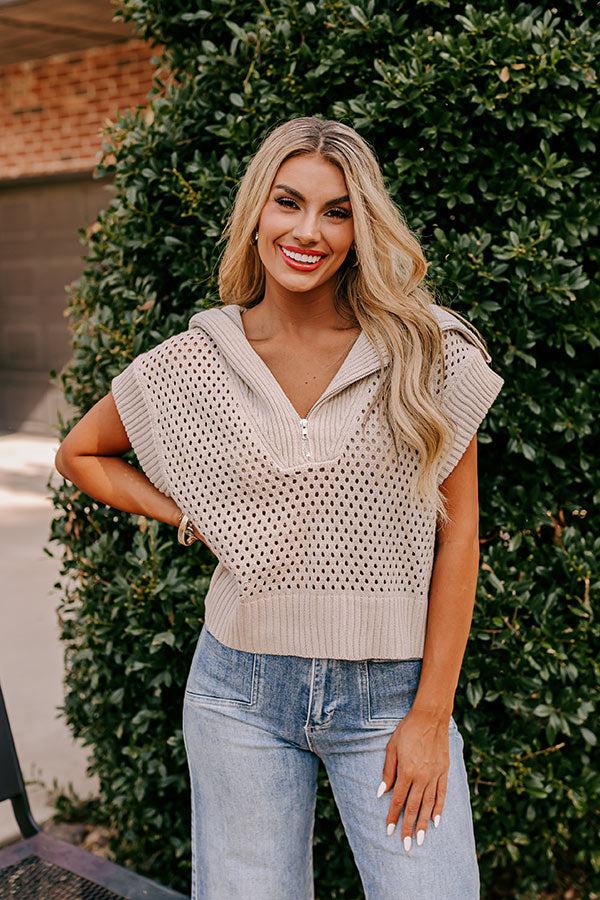 Impressions Cozy Lifestyle Knit Top In Oatmeal