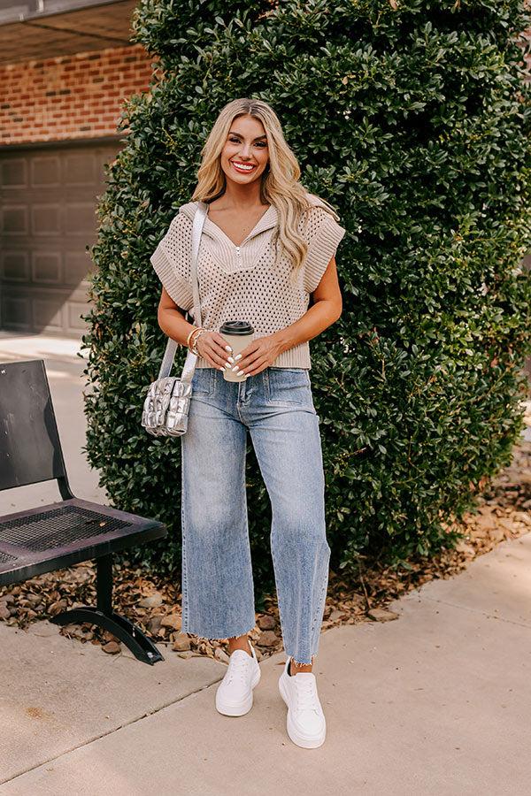 Impressions Cozy Lifestyle Knit Top In Oatmeal