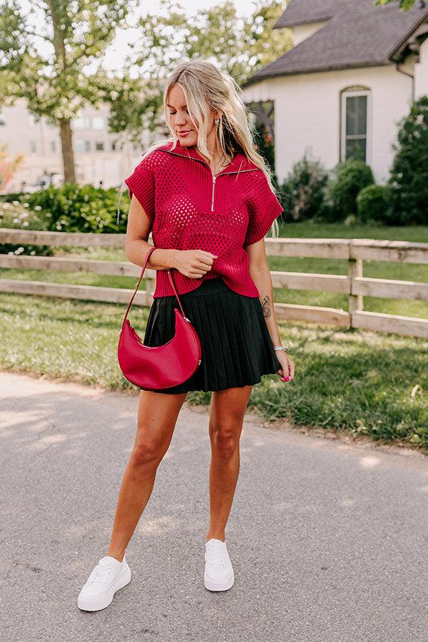Impressions Cozy Lifestyle Knit Top In Red