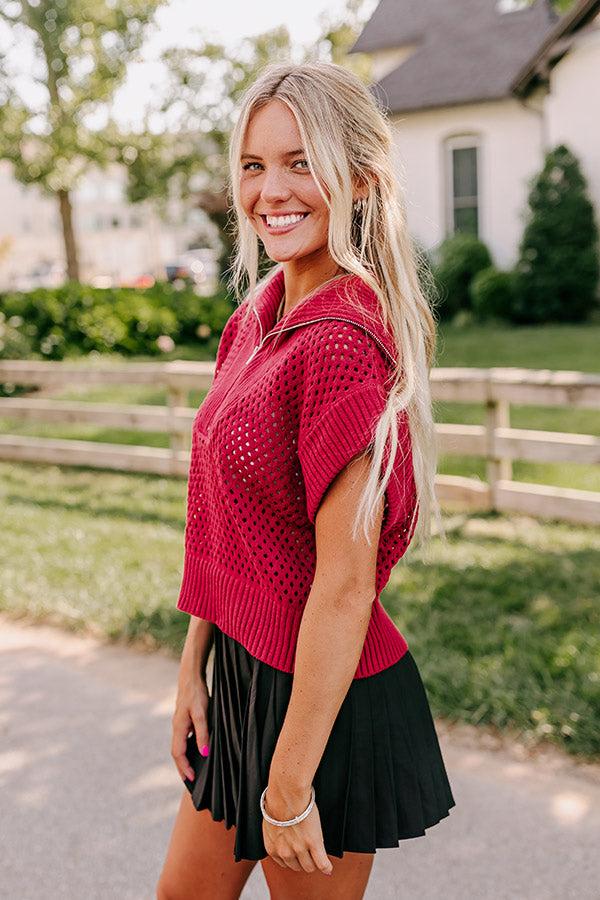 Impressions Cozy Lifestyle Knit Top In Red