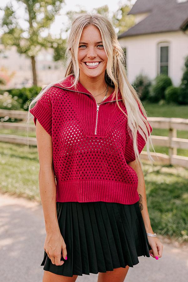 Impressions Cozy Lifestyle Knit Top In Red