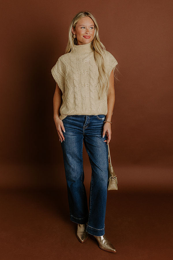 Impressions Cozy Mindset Cable Knit Sweater Top