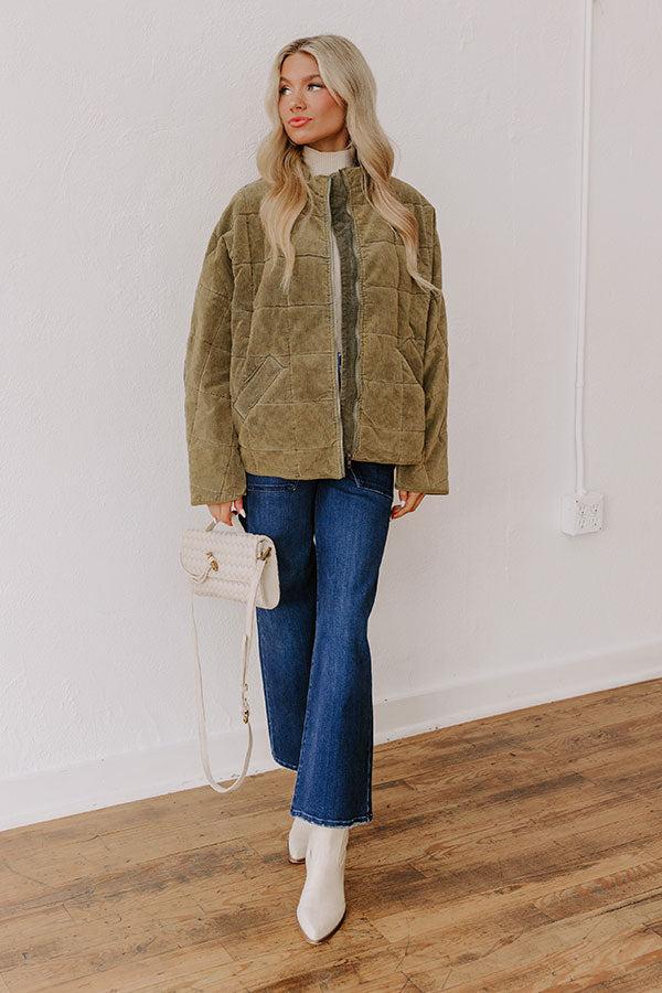 Impressions Cozy Moment Corduroy Jacket in Sage