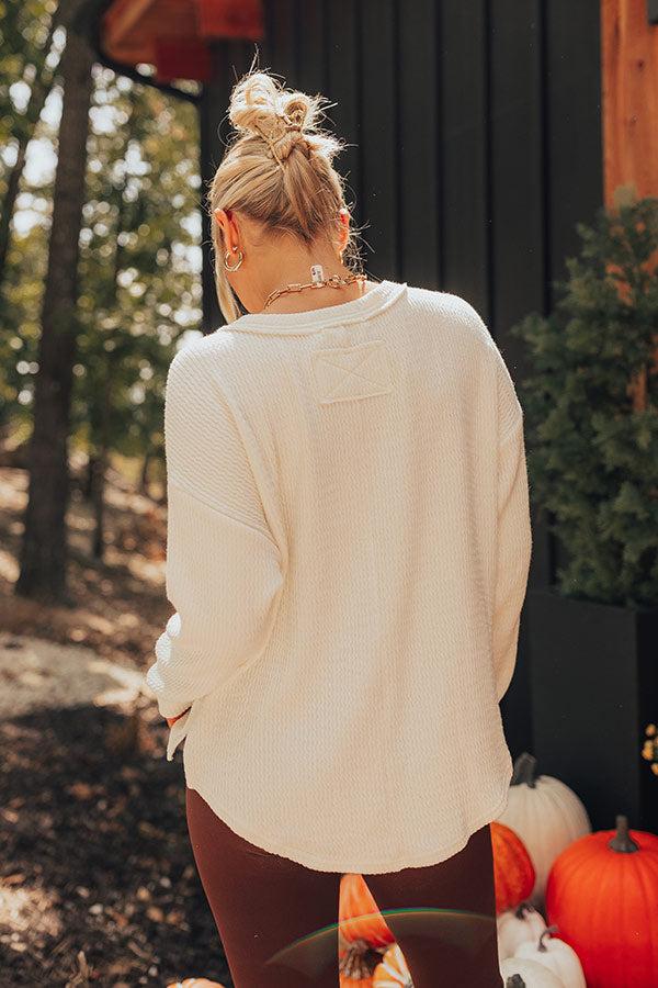 Impressions Cozy Moment Ribbed Tee In Ivory