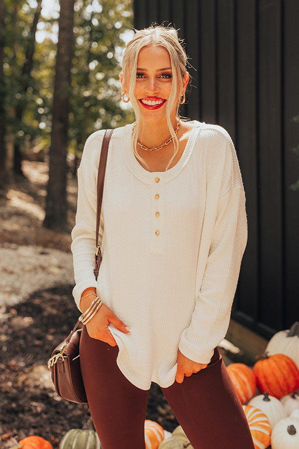 Impressions Cozy Moment Ribbed Tee In Ivory