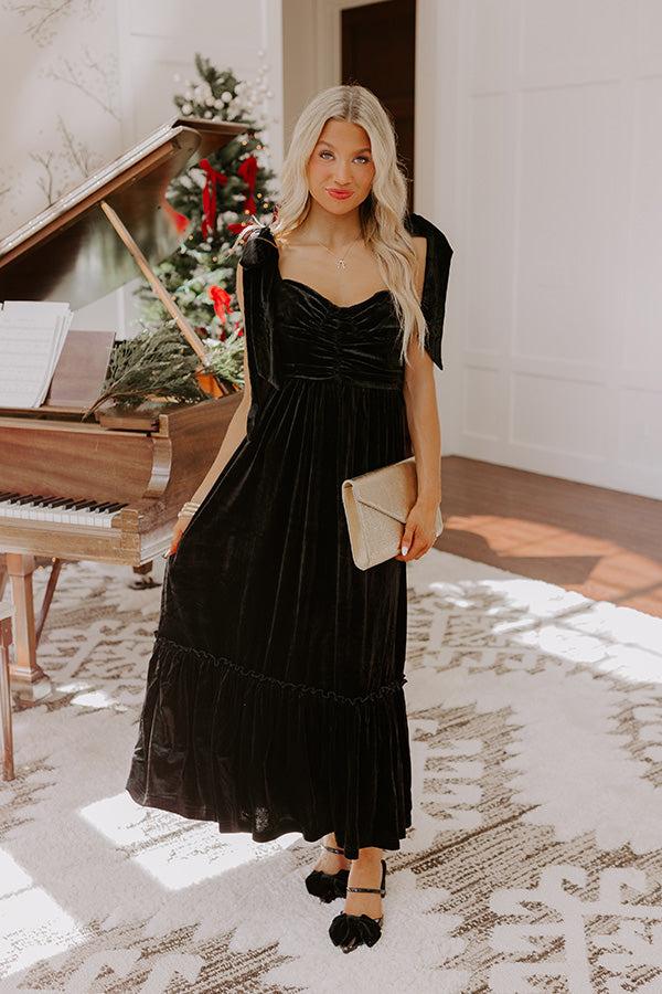 Impressions Cranberry Martini Velvet Midi In Black