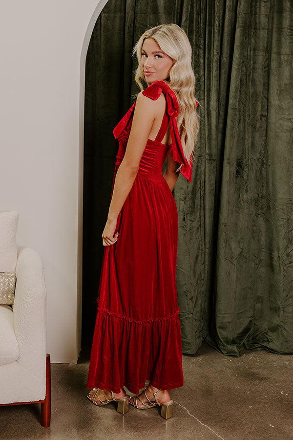Impressions Cranberry Martini Velvet Midi In Red