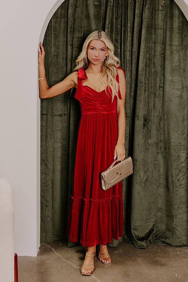 Impressions Cranberry Martini Velvet Midi in Red