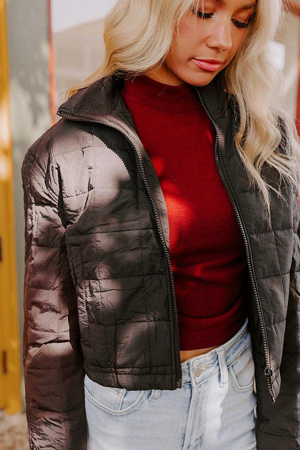 Impressions Crisp Leaves Puffer Jacket In Black