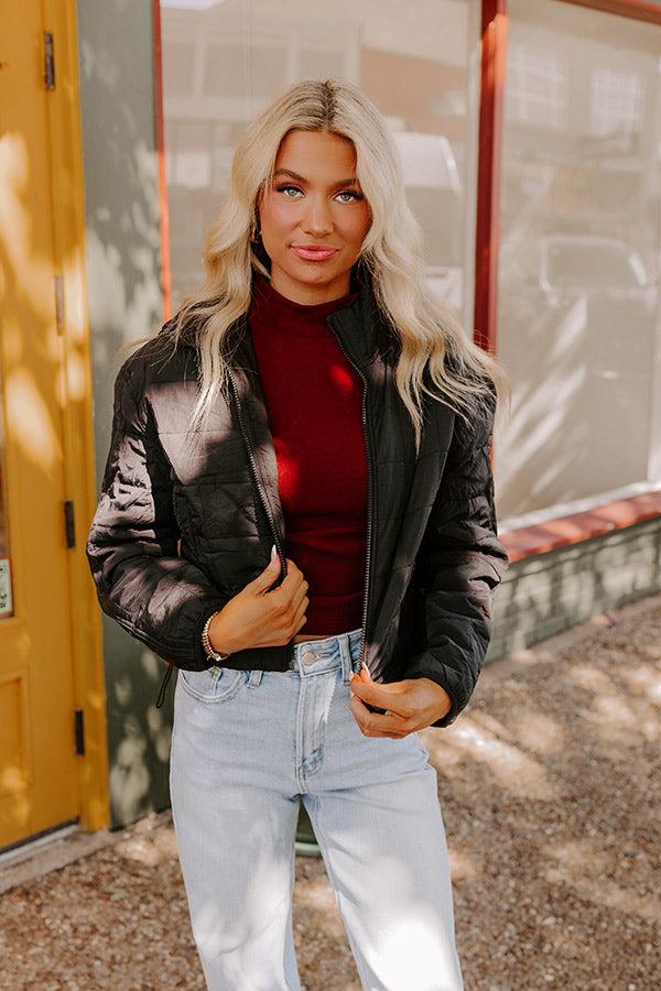 Impressions Crisp Leaves Puffer Jacket In Black