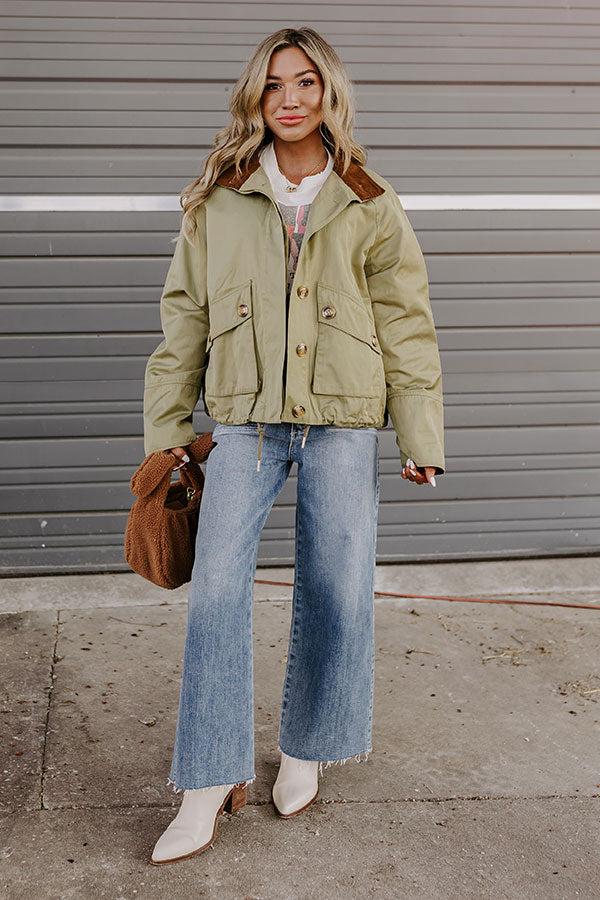 Impressions Crisp Mornings Cargo Jacket In Sage