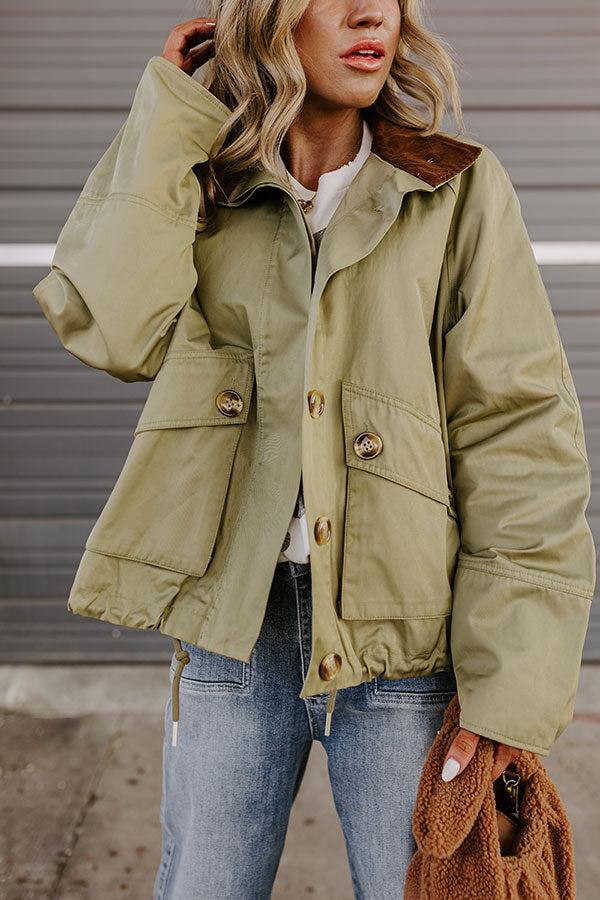 Impressions Crisp Mornings Cargo Jacket In Sage