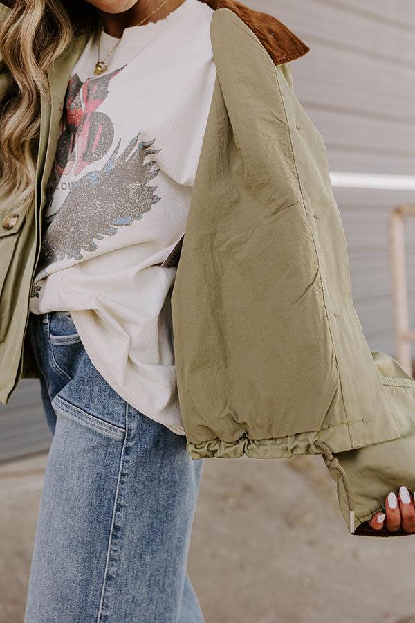 Impressions Crisp Mornings Cargo Jacket In Sage