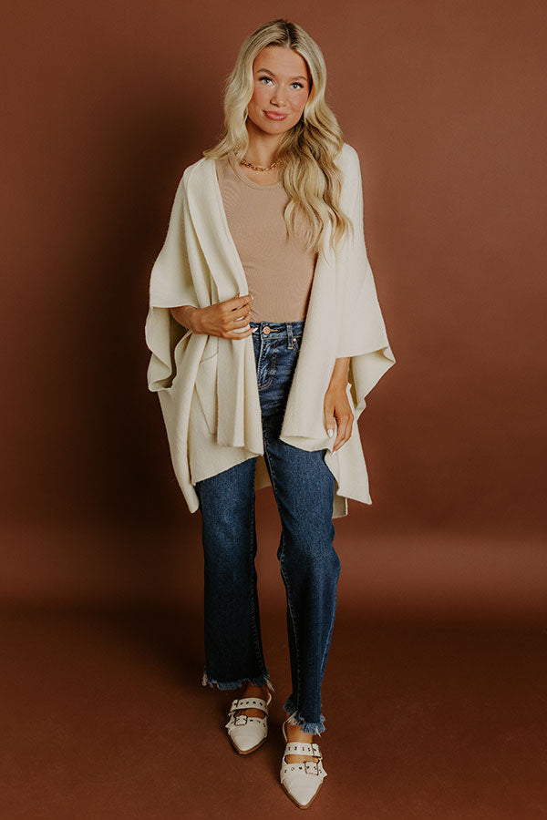Impressions Cuddle Season Knit Cardigan In Cream