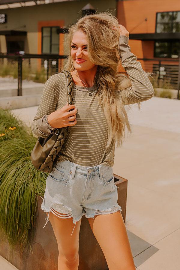 Impressions Cue The Chic Stripe Top in Sage