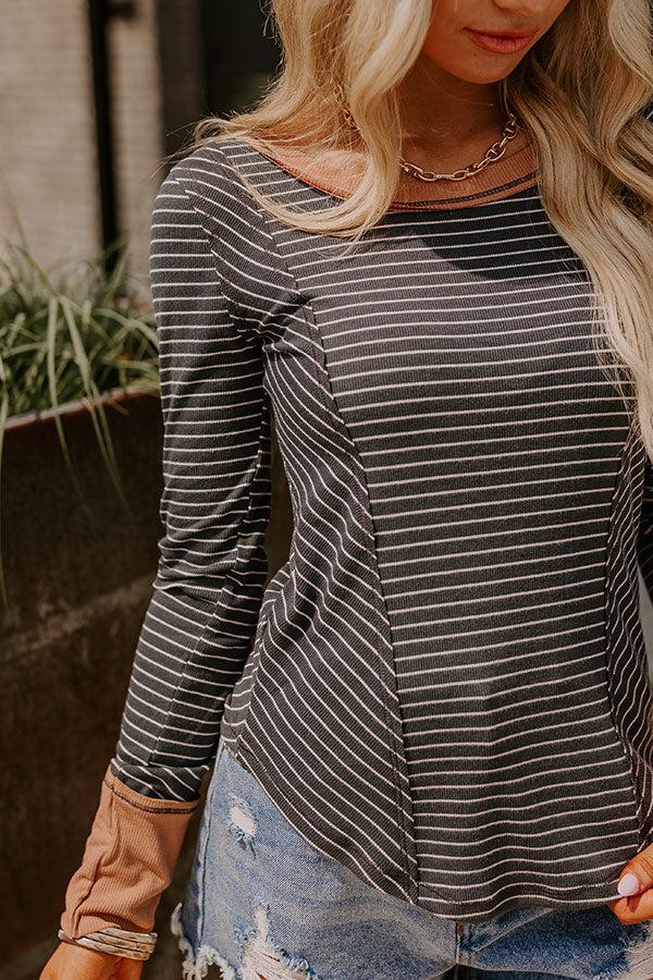 Impressions Cue The Chic Stripe Top In Slate