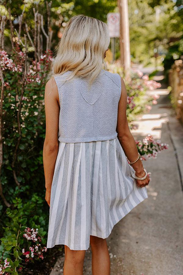 Impressions Cute Smile Stripe Mini Dress In Grey