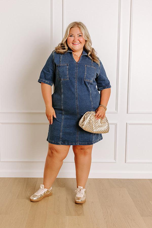 Impressions Darling Moment Denim Mini Dress Curves