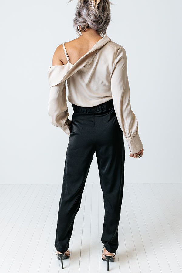 Impressions Defined Bliss Satin Pants In Black