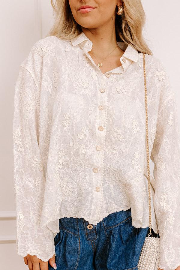 Impressions Delicate Details Embroidered Button Up