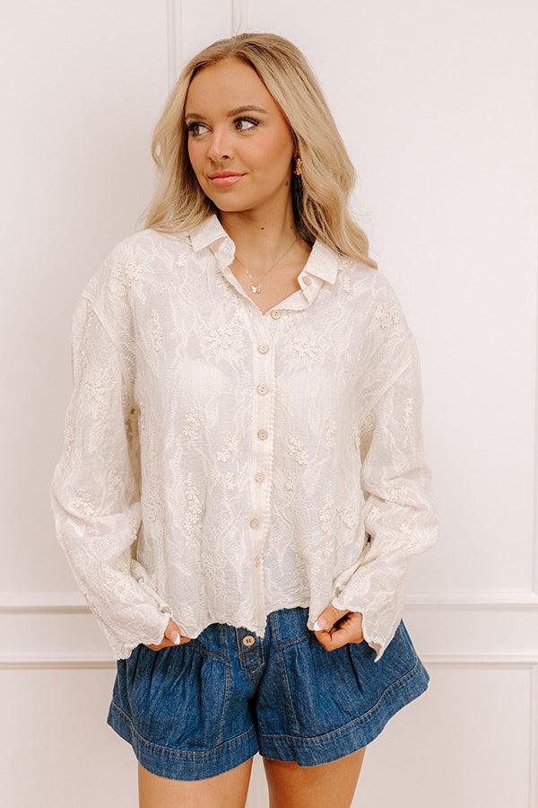 Impressions Delicate Details Embroidered Button Up