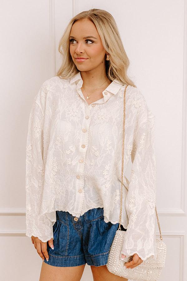 Impressions Delicate Details Embroidered Button Up