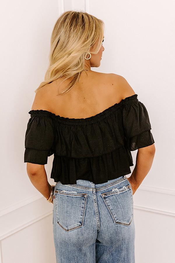 Impressions Double Date Babydoll Top In Black