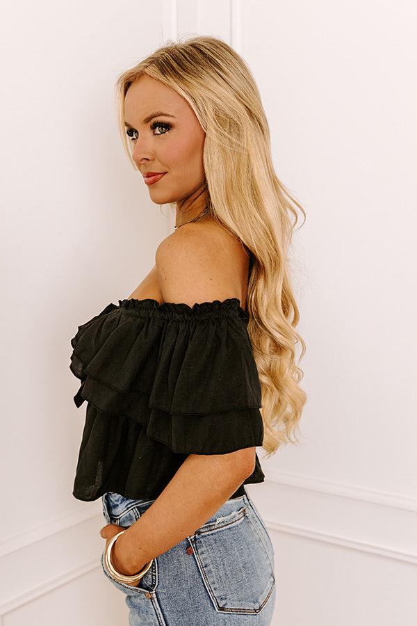 Impressions Double Date Babydoll Top In Black