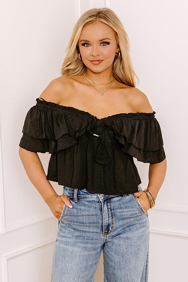 Impressions Double Date Babydoll Top In Black