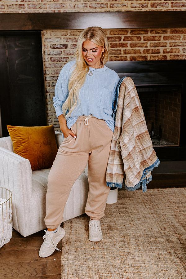 Impressions Down Time Joggers In Iced Latte Curves