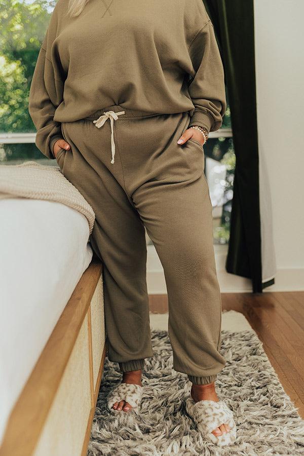 Impressions Down Time Joggers In Light Sage Curves