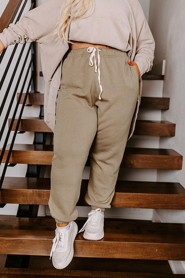 Impressions Down Time Joggers In Light Sage Curves