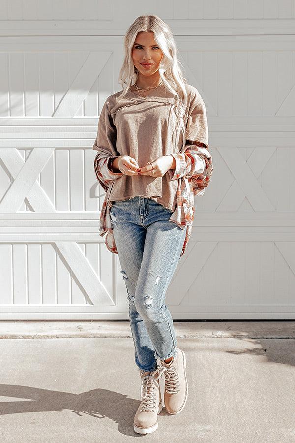 Impressions Down To The Wire Shift Top In Mocha