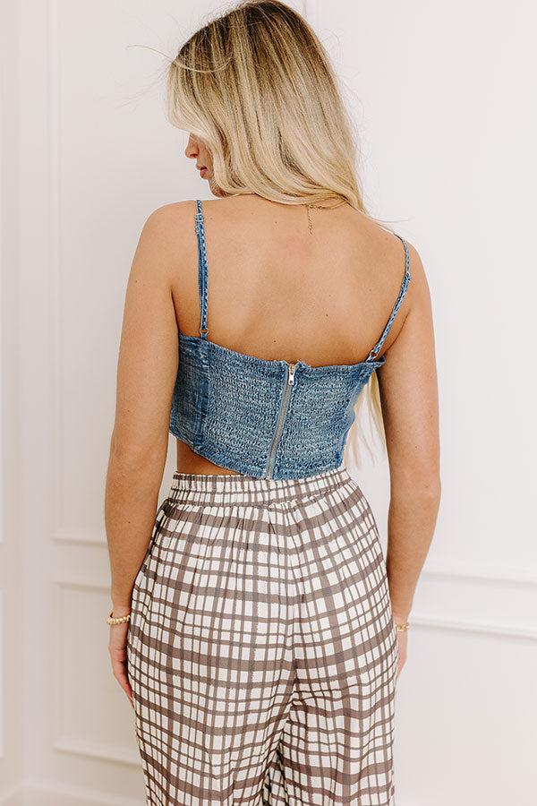 Impressions Downtown Dallas Chambray Crop Top